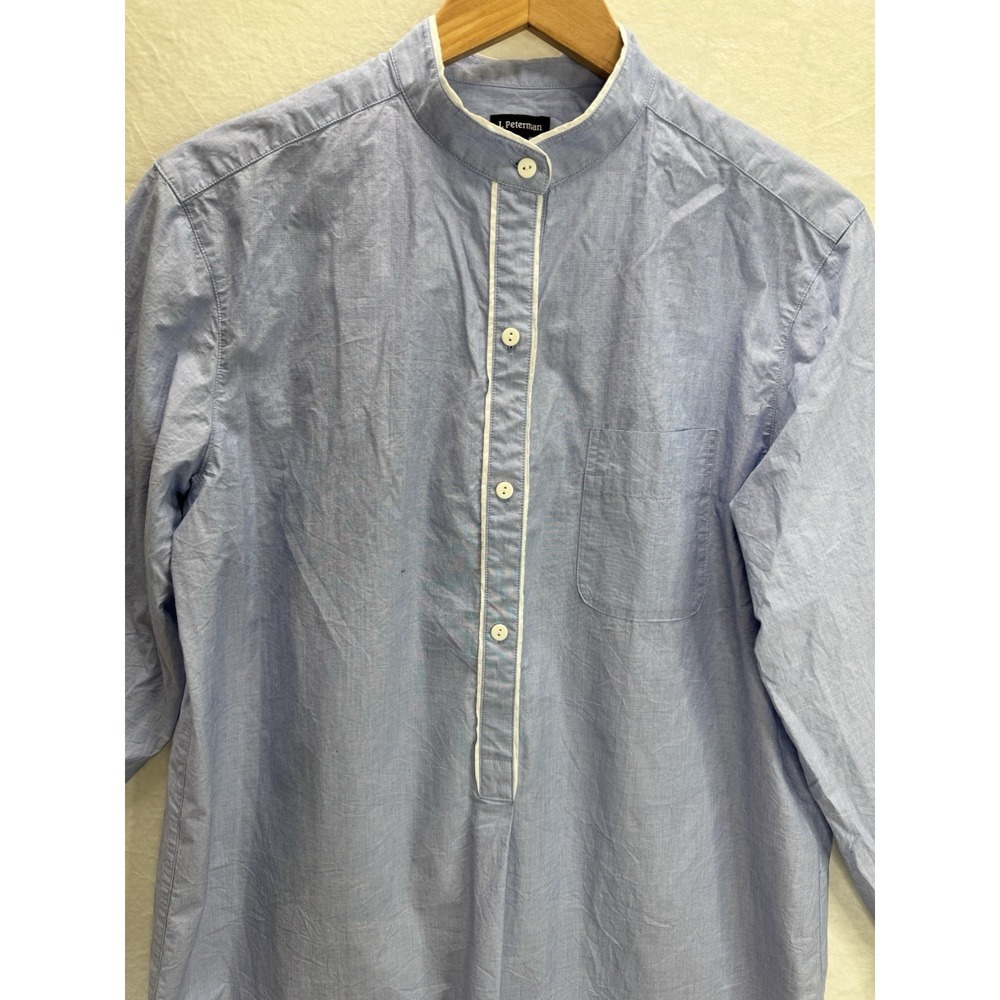 J. Peterman Women's Blue Long Sleeve Tunic Cotton Popover Top Size Large - Picture 5 of 9